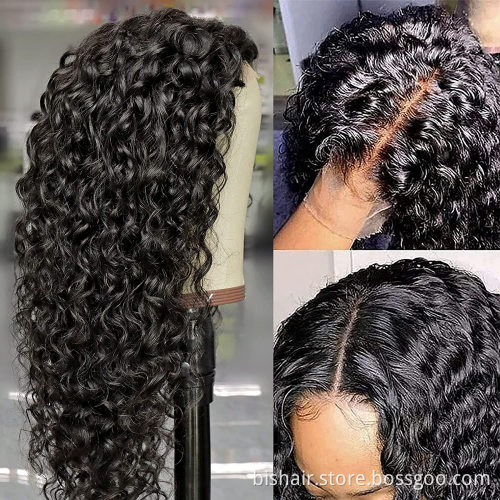 Water wave lace front wig 150% density 4x4 closed wig Brazilian water curly wet wave wig black women natural color 18 inches